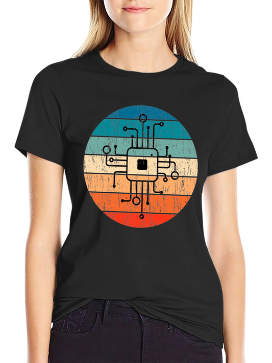 Retro Circuit Board Graphic Tee - Geek Chic Style