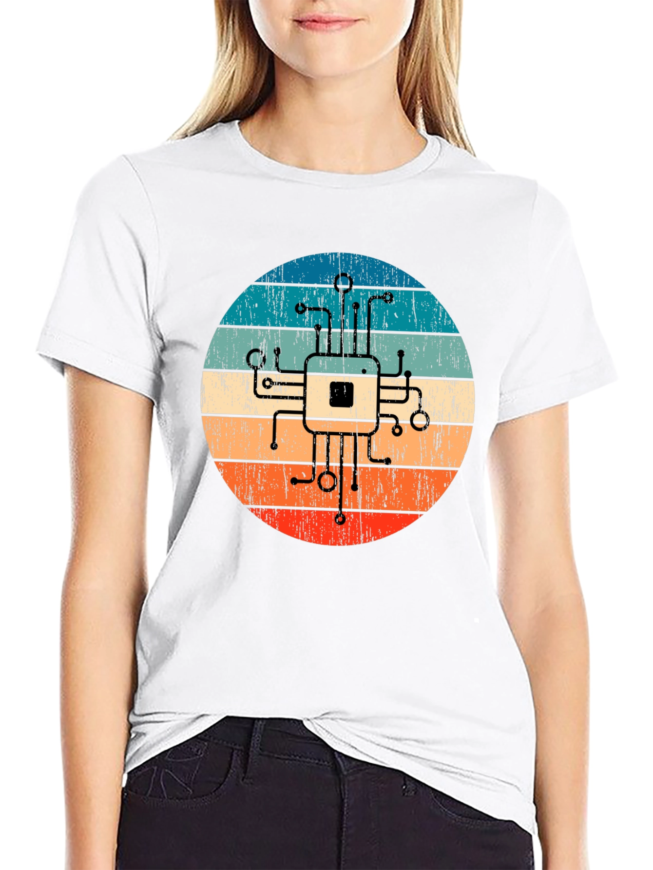 Retro Circuit Board Graphic Tee - Geek Chic Style