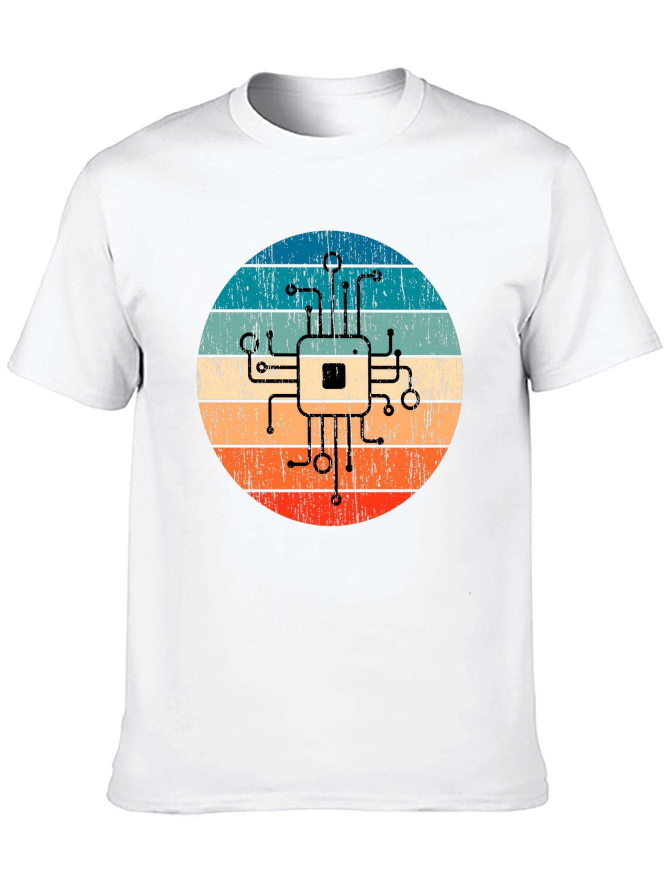 Retro Circuit Board Graphic Tee - Geek Chic Style