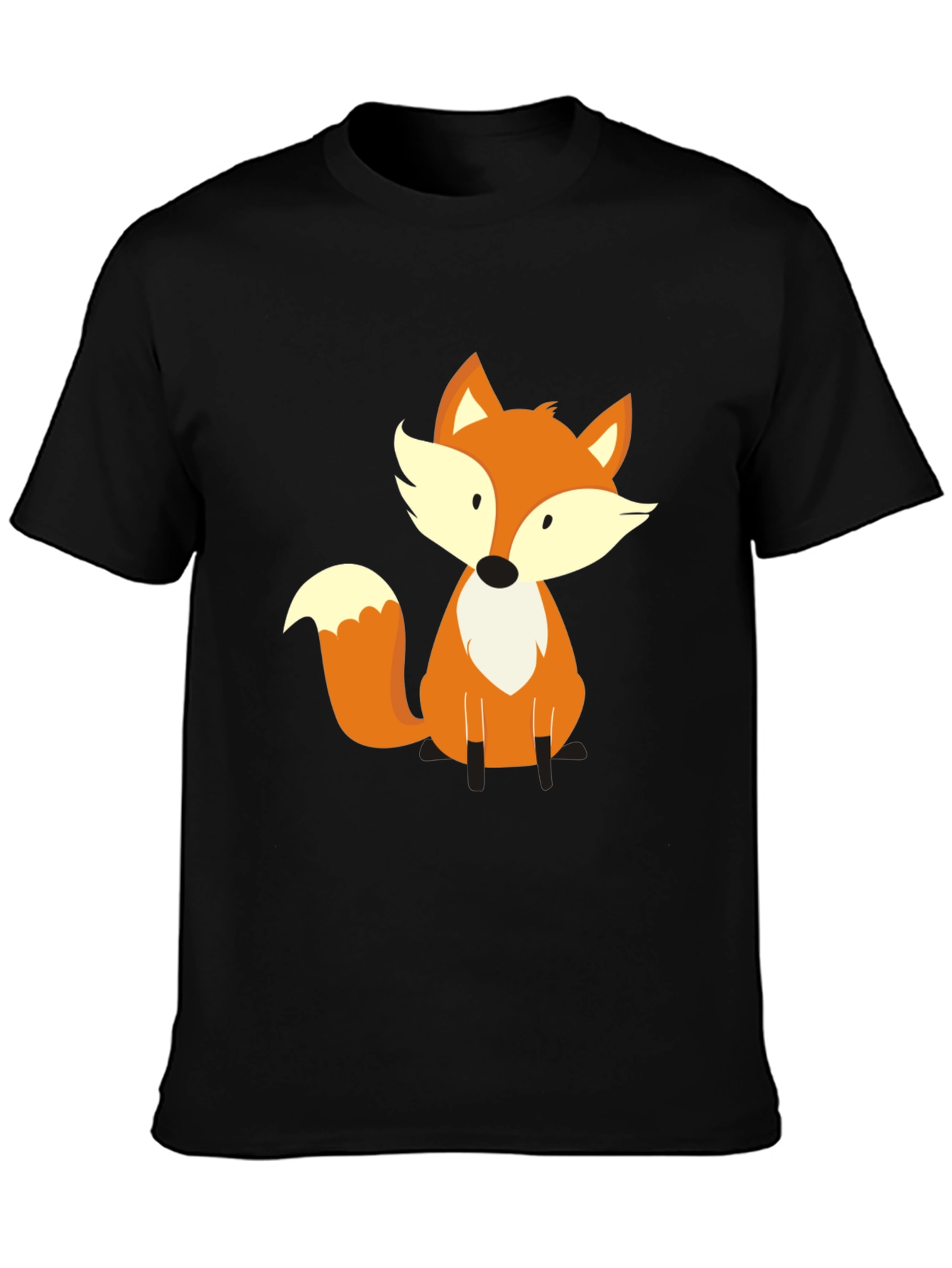 Cute Fox Graphic Tee - Soft Black T-Shirt