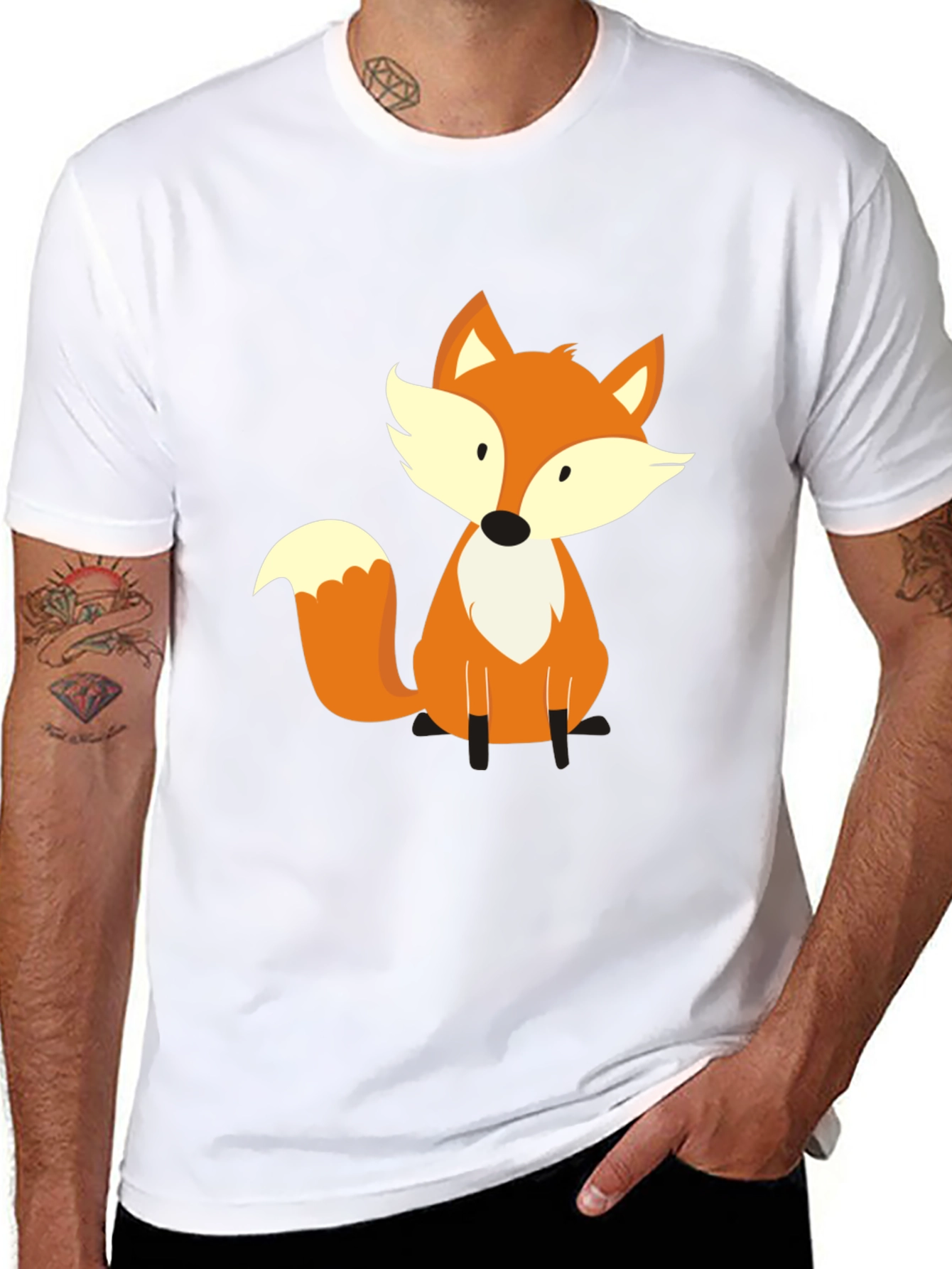 Cute Fox Graphic Tee - Soft Black T-Shirt