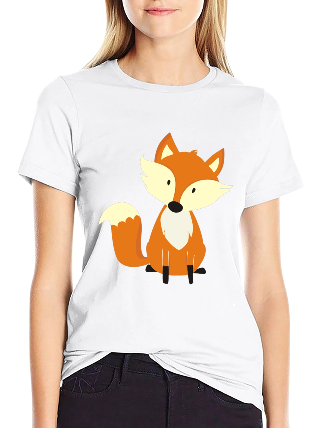 Cute Fox Graphic Tee - Soft Black T-Shirt