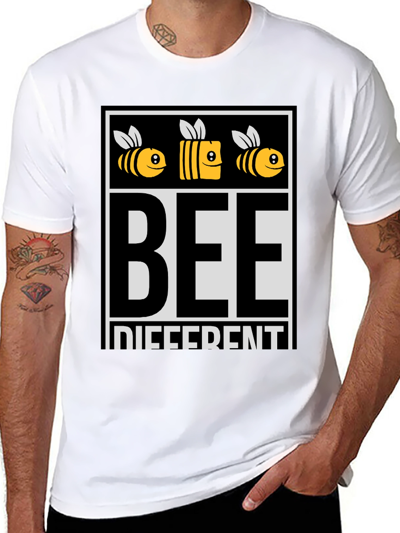 Bee Different Graphic Tee - Black Cotton T-Shirt