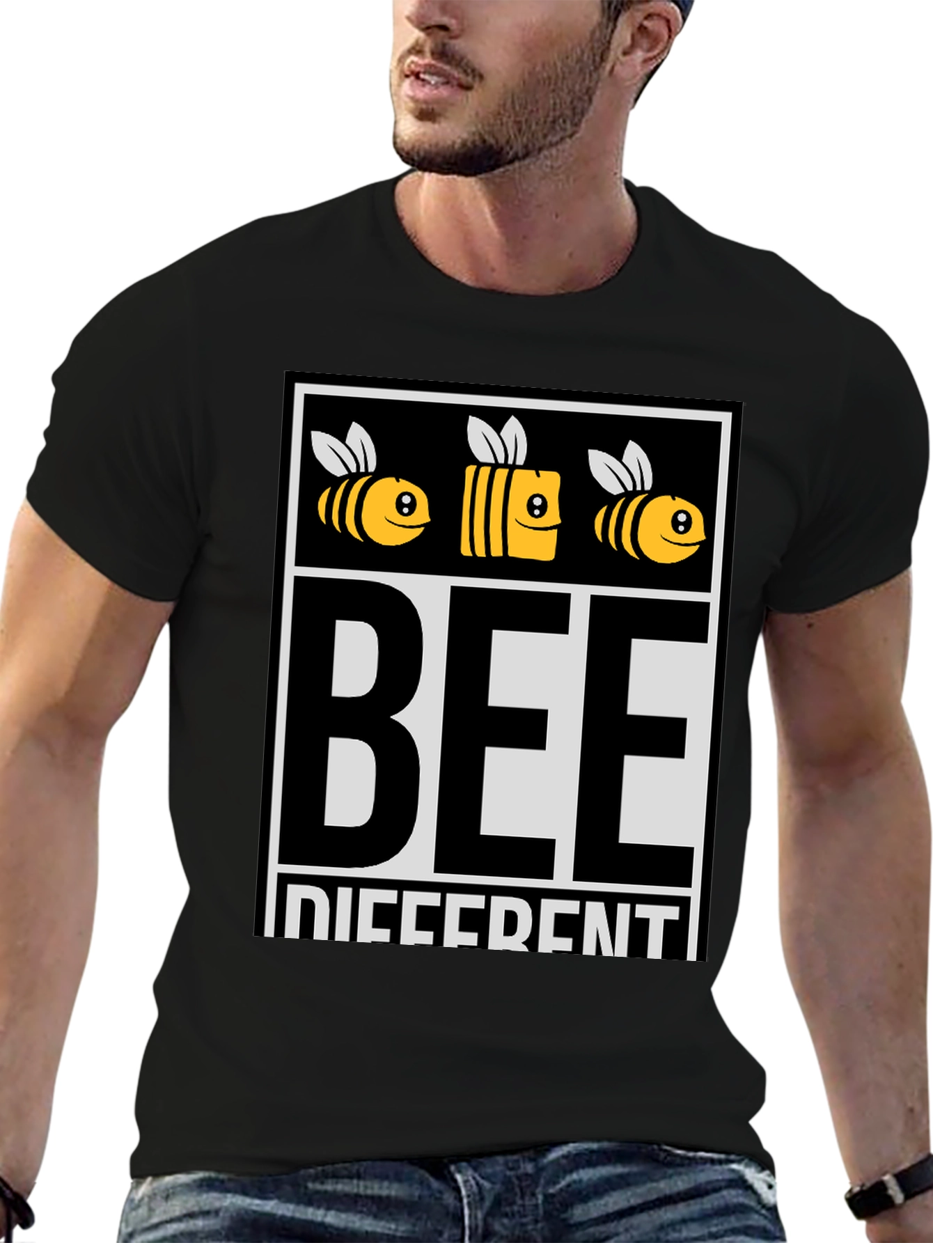 Bee Different Graphic Tee - Black Cotton T-Shirt