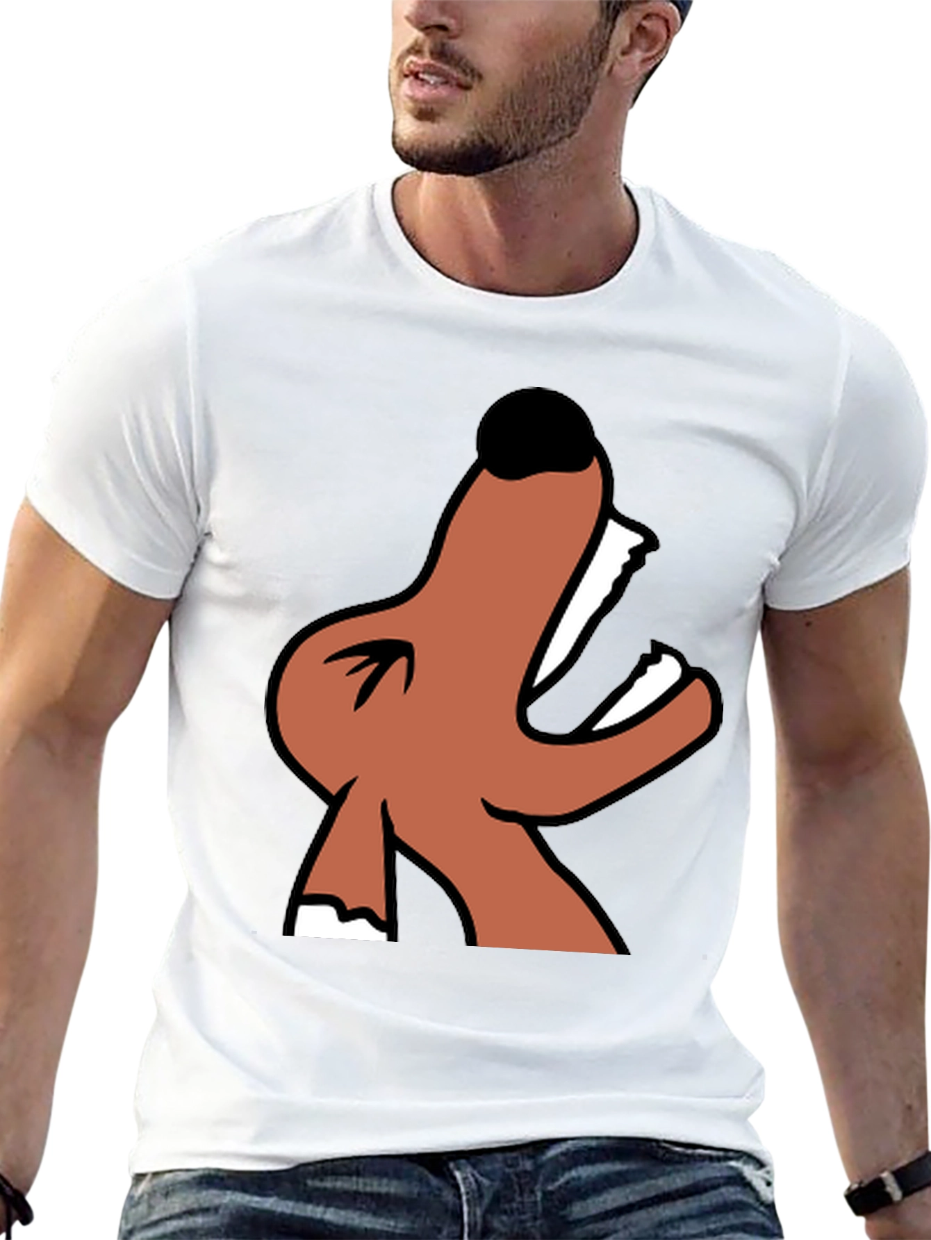 Cartoon Dog Graphic Black T-Shirt