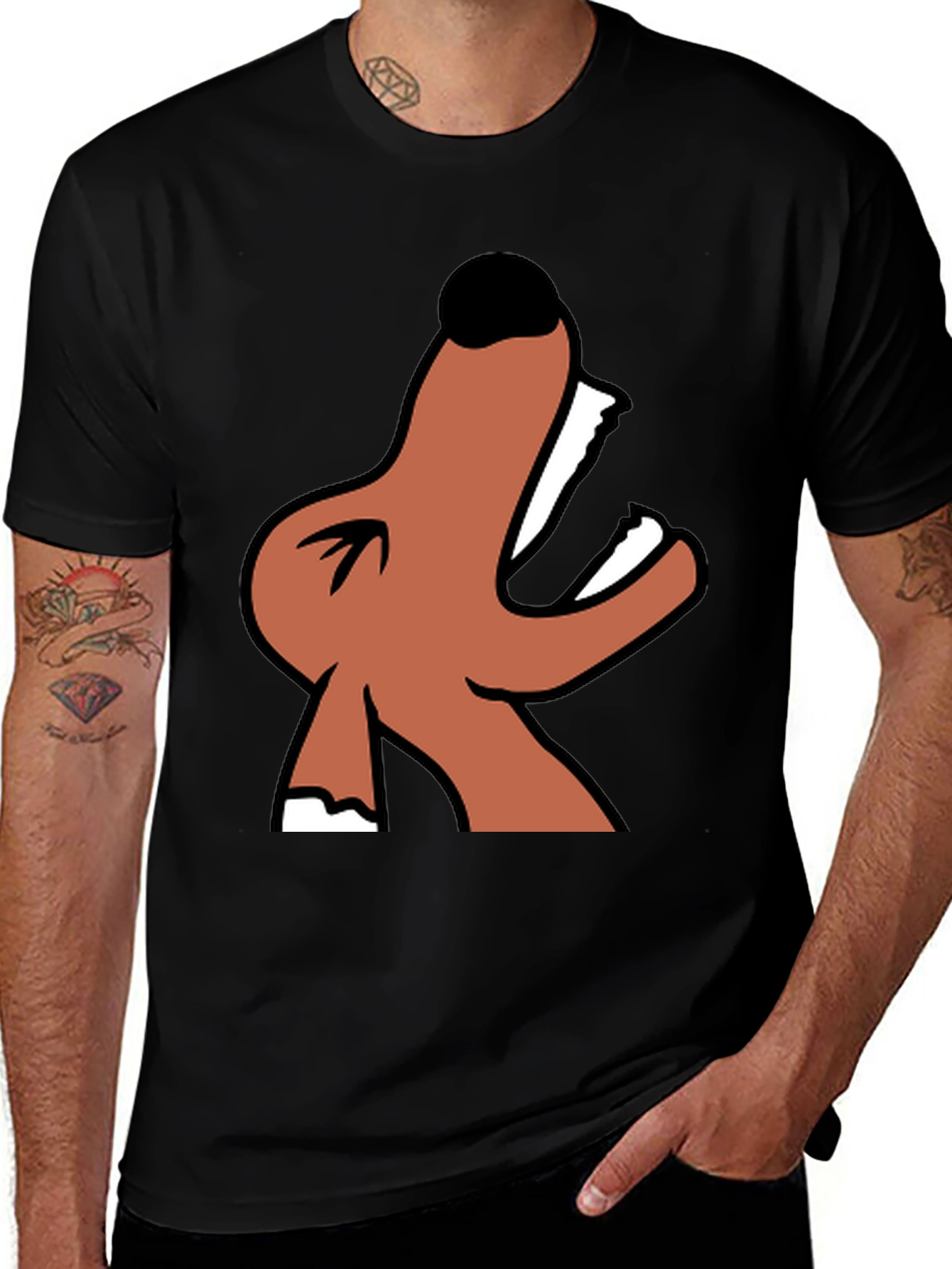 Cartoon Dog Graphic Black T-Shirt