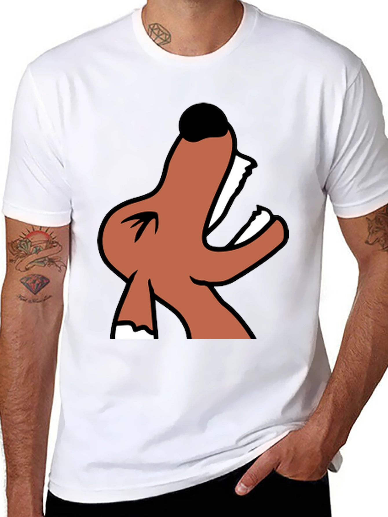 Cartoon Dog Graphic Black T-Shirt