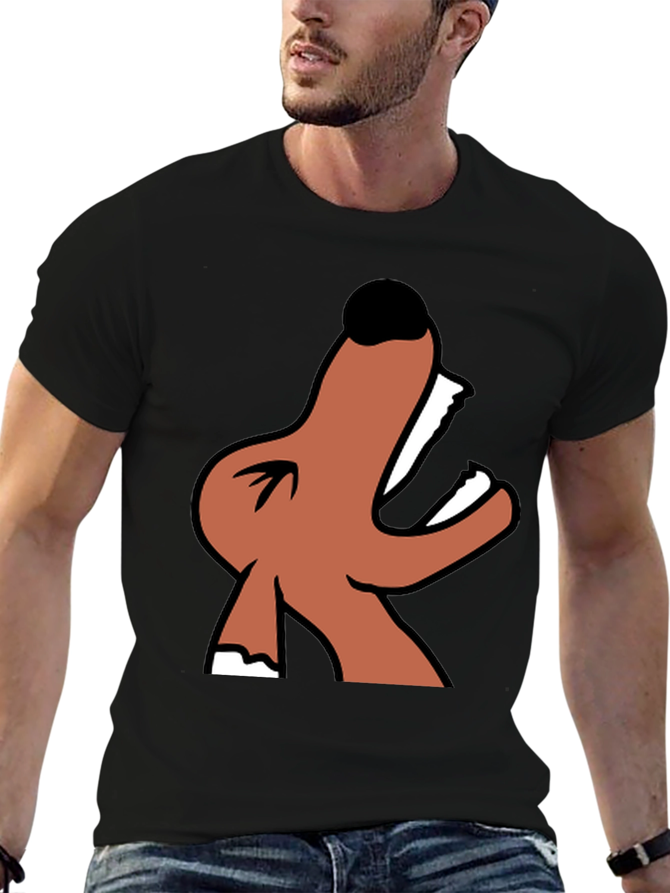Cartoon Dog Graphic Black T-Shirt