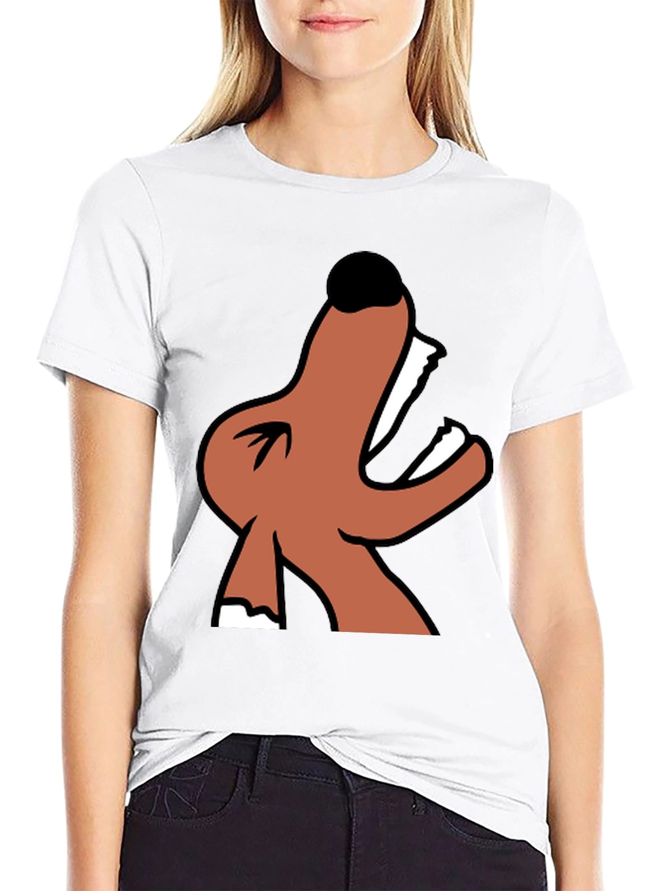 Cartoon Dog Graphic Black T-Shirt