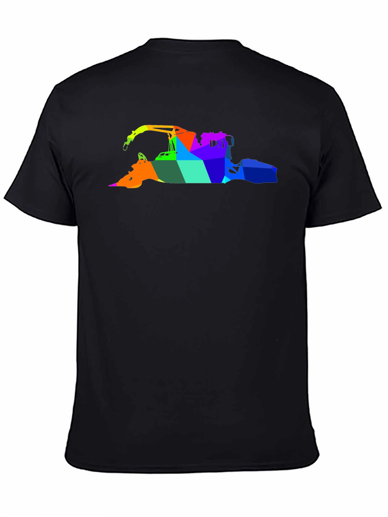 Abstract Rainbow Crane Black T-Shirt