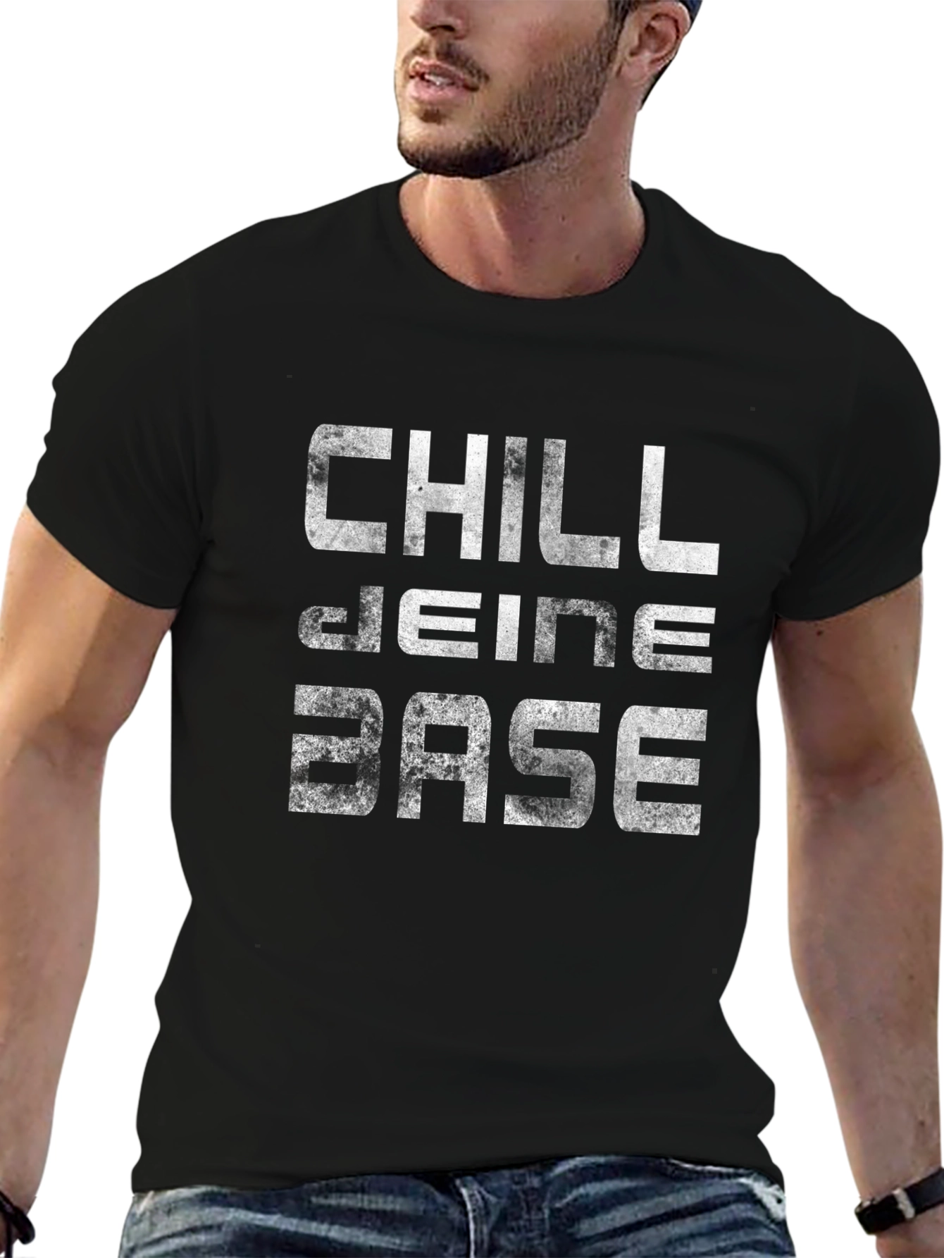 Chill Deine Base Mens Black Graphic T-Shirt