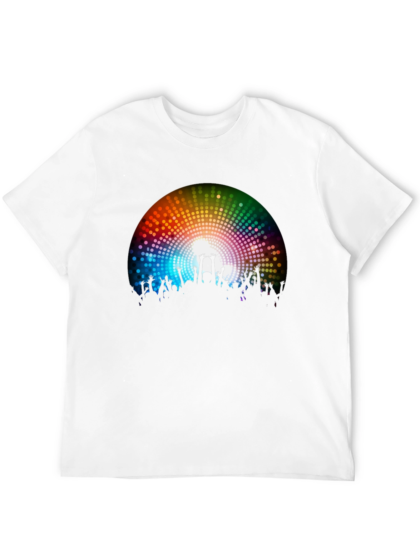 Rainbow Crowd Black T-Shirt - Party Vibes