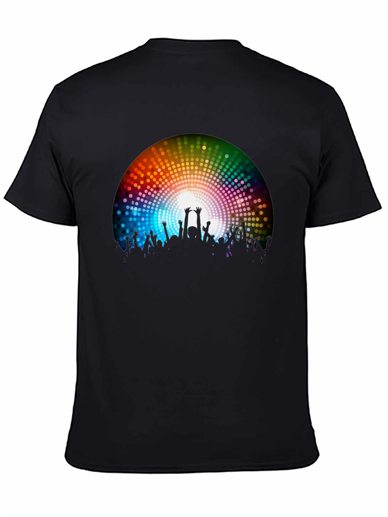 Rainbow Crowd Black T-Shirt - Party Vibes