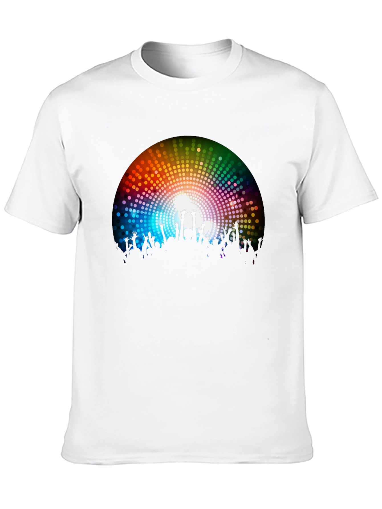Rainbow Crowd Black T-Shirt - Party Vibes