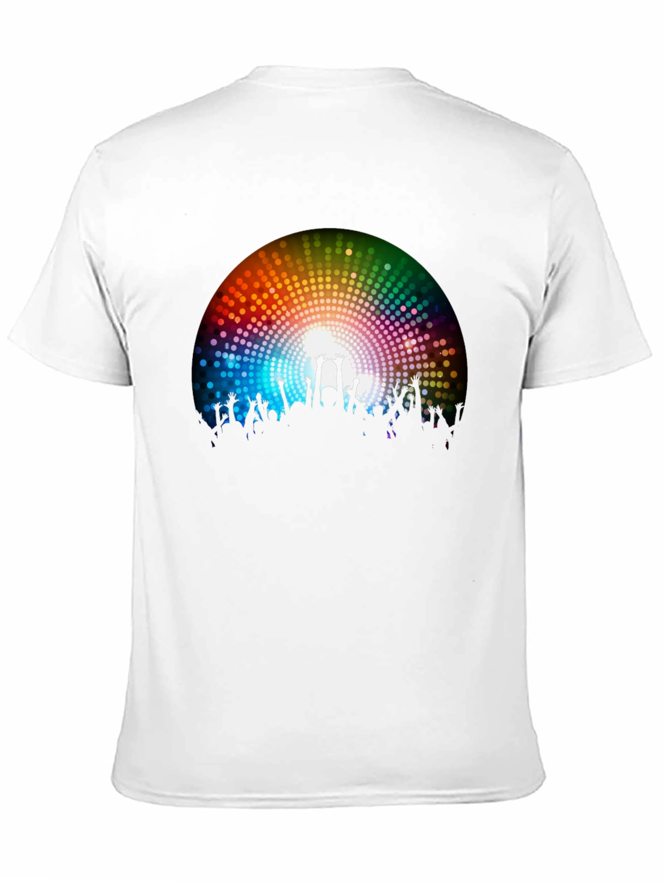 Rainbow Crowd Black T-Shirt - Party Vibes