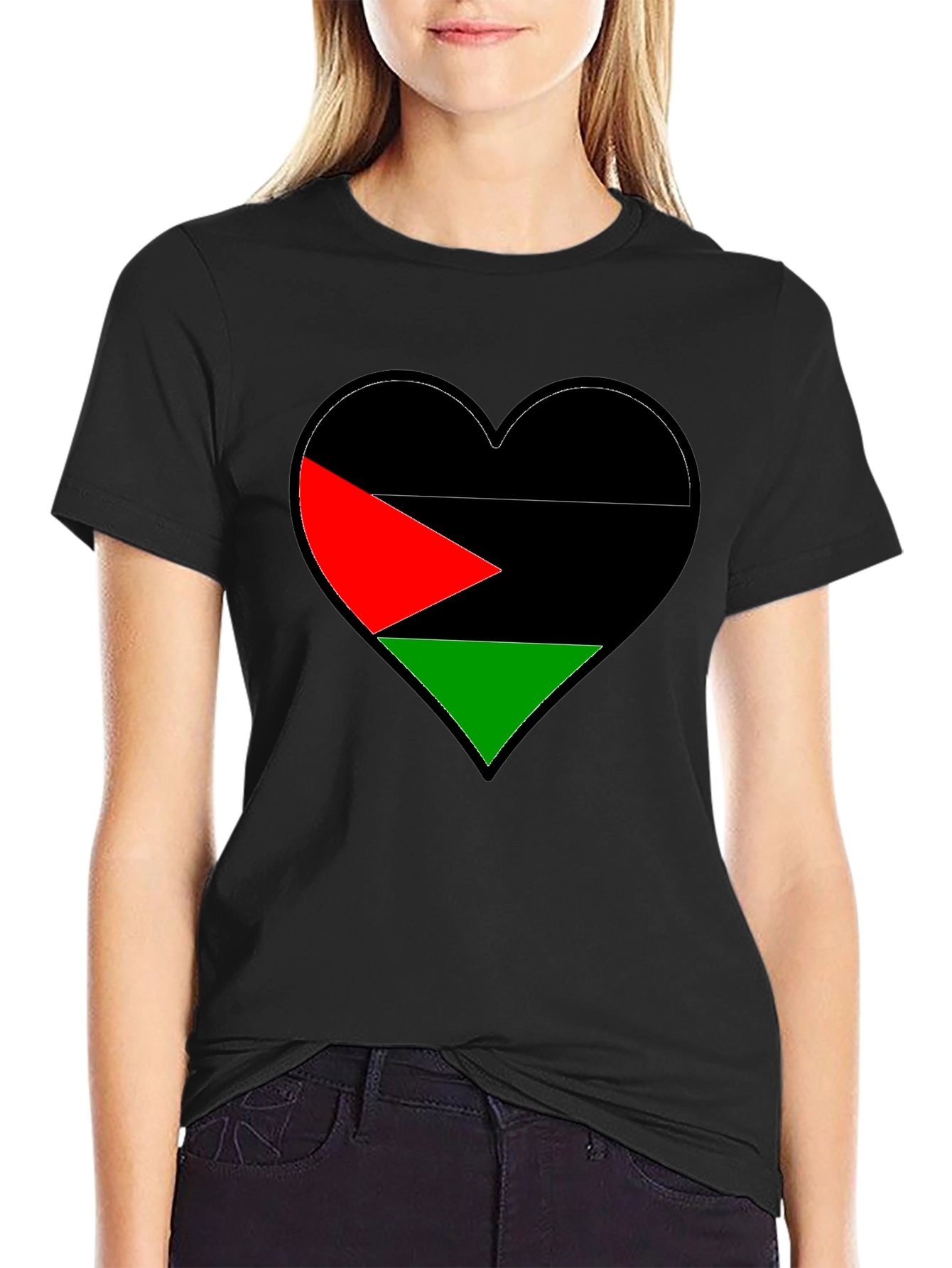Palestine Flag Heart Graphic T-Shirt