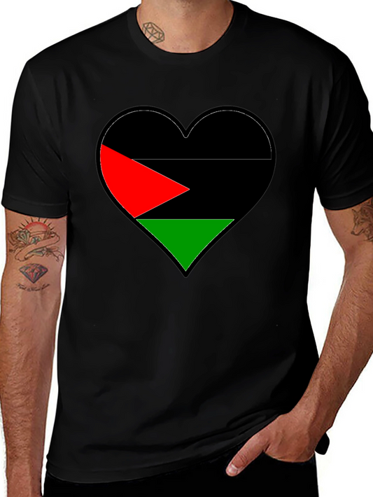Palestine Flag Heart Graphic T-Shirt
