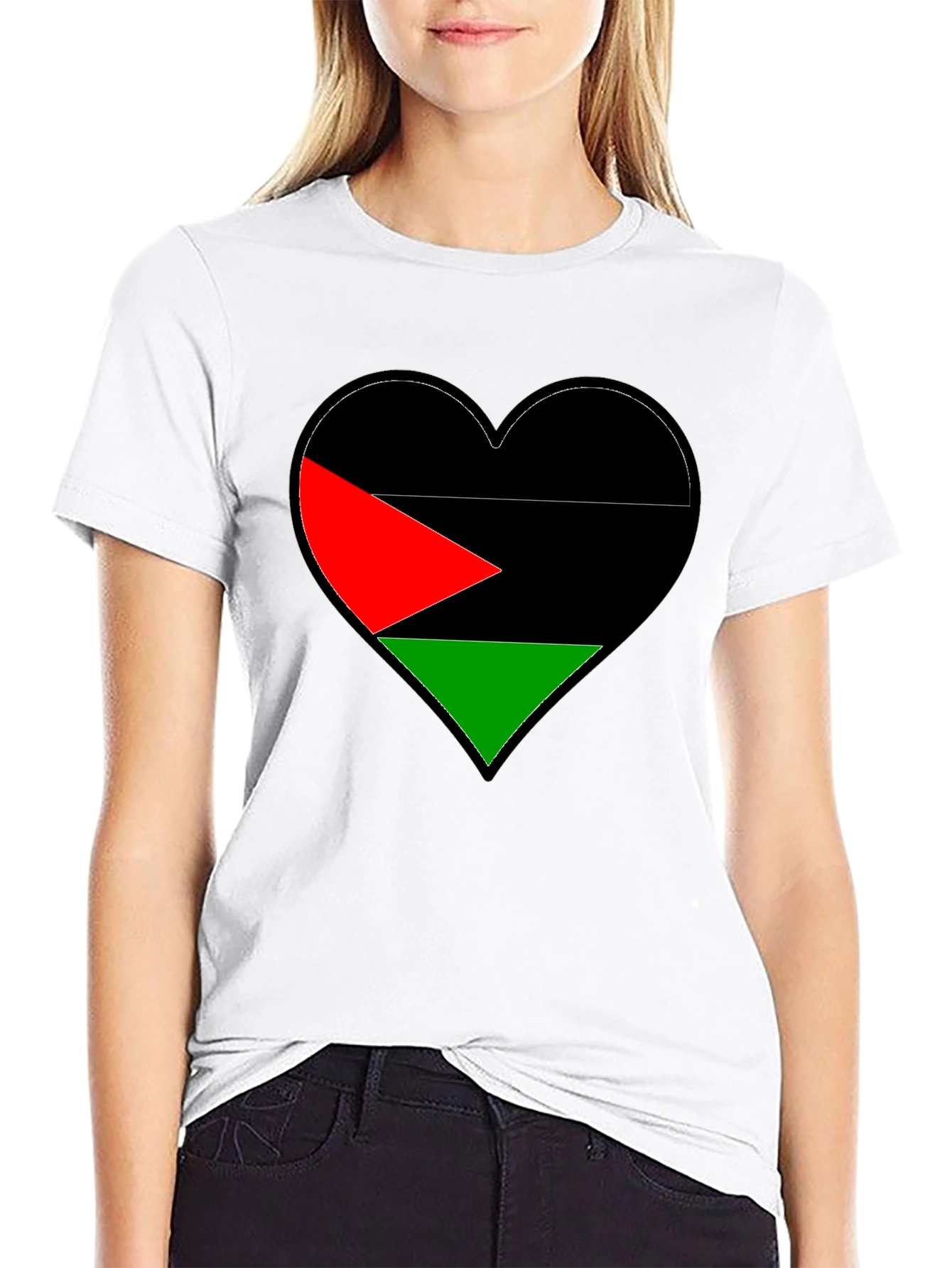 Palestine Flag Heart Graphic T-Shirt
