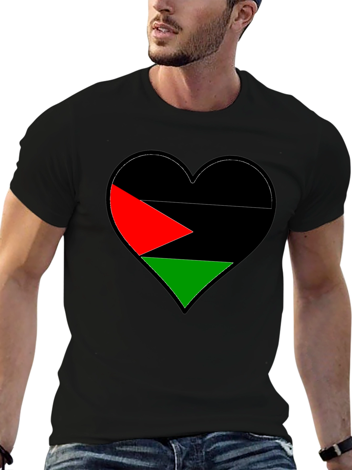 Palestine Flag Heart Graphic T-Shirt