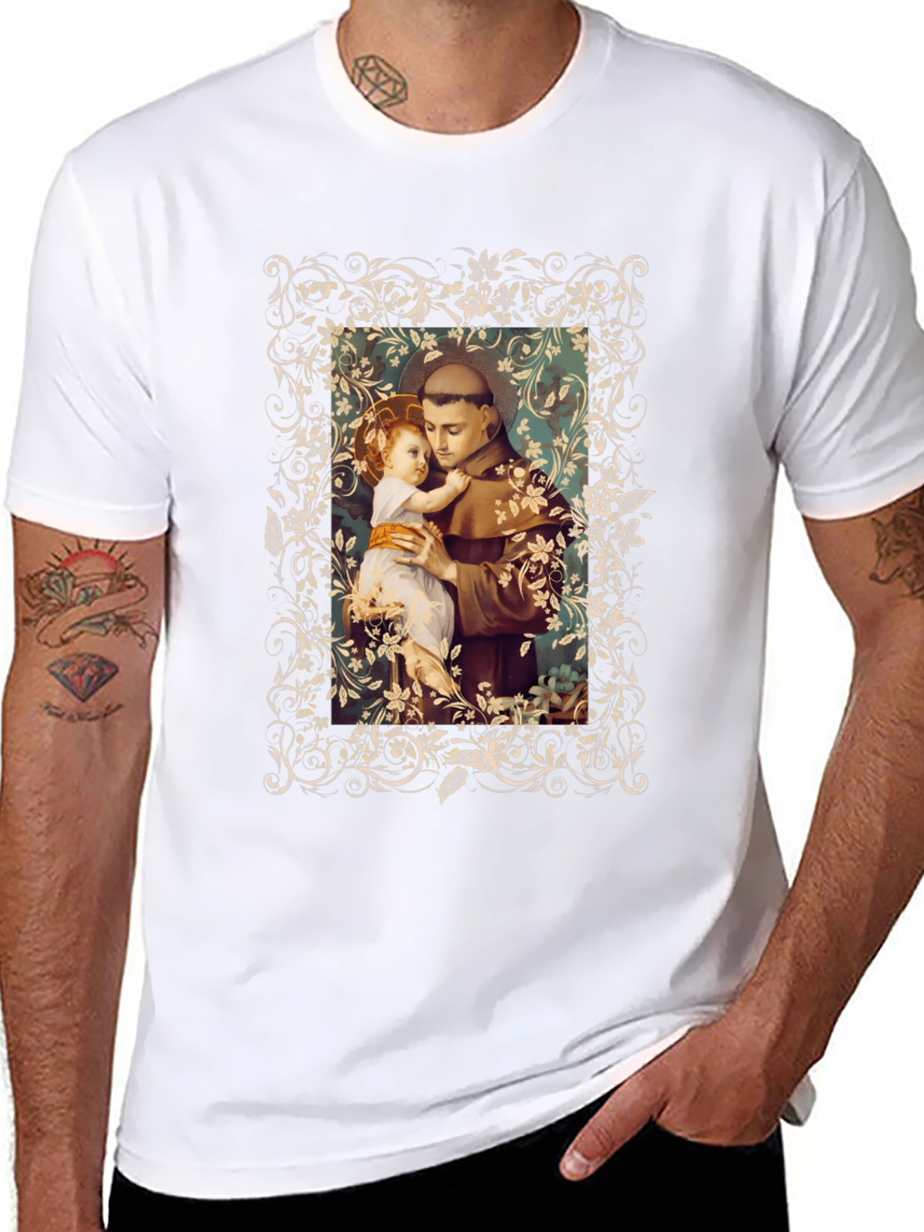 St. Anthony and Child Graphic Tee - Black