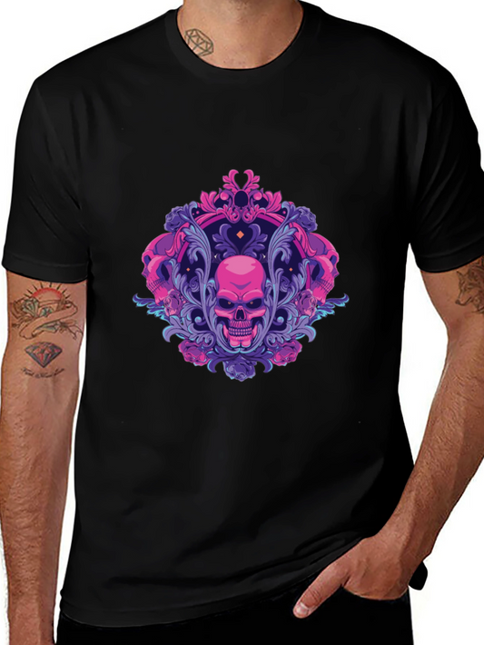 Skull Ornament Graphic Tee - Gothic Design