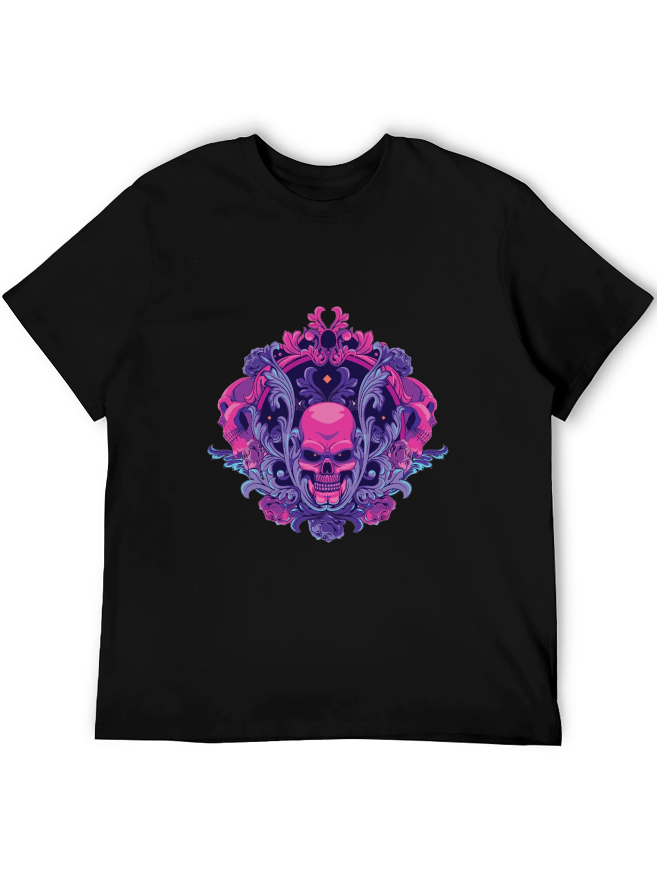 Skull Ornament Graphic Tee - Gothic Design