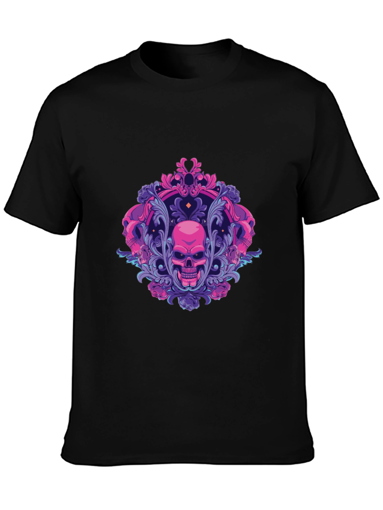 Skull Ornament Graphic Tee - Gothic Design