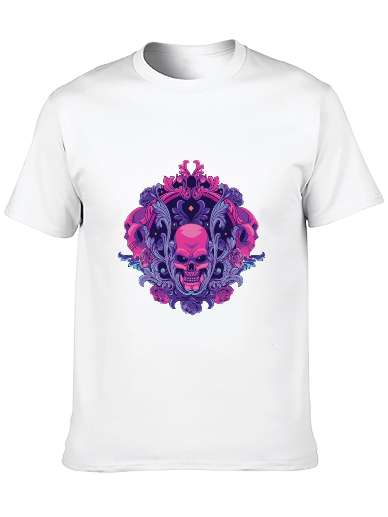 Skull Ornament Graphic Tee - Gothic Design