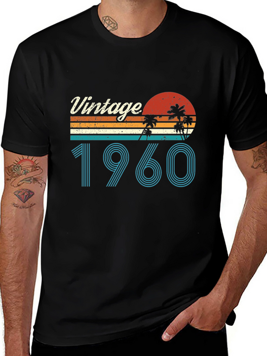 Vintage 1960 T-Shirt Retro Palm Tree Sunset Graphic Tee