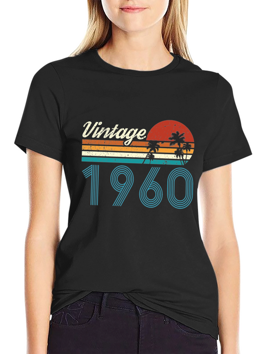 Vintage 1960 T-Shirt Retro Palm Tree Sunset Graphic Tee