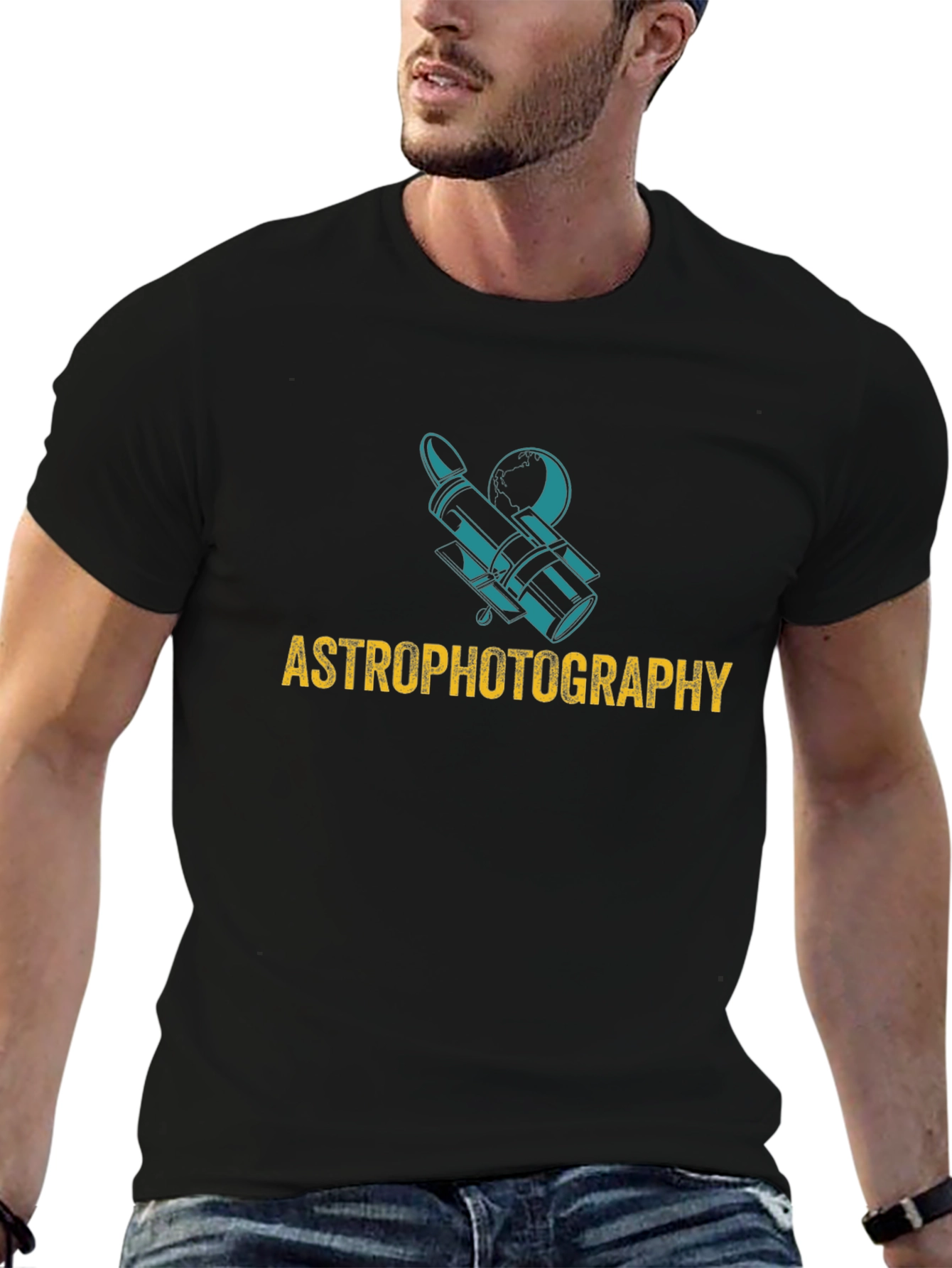 Astrophotography Graphic Tee - Black Cotton Shirt