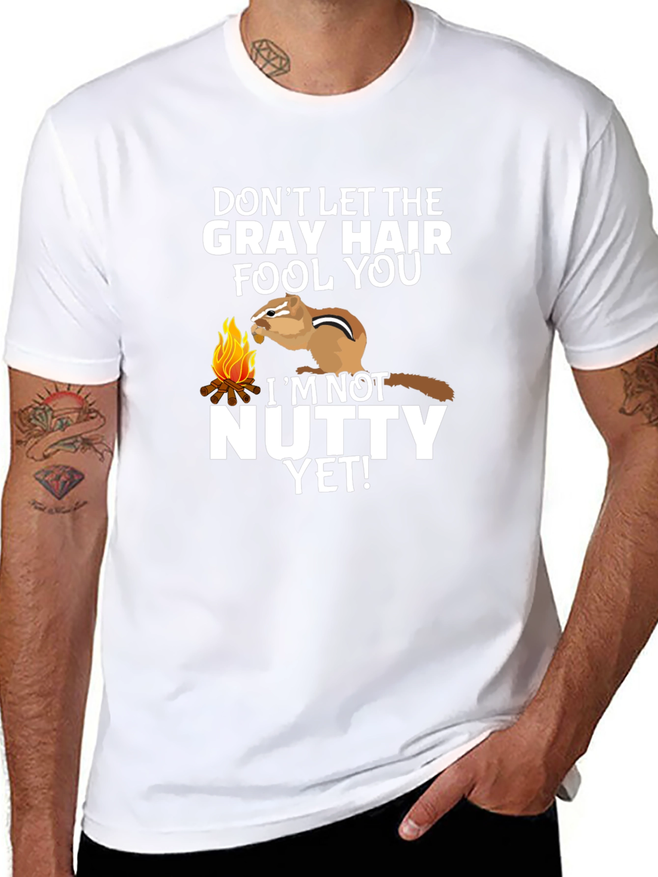 Gray Hair Nutty Chipmunk Graphic Tee