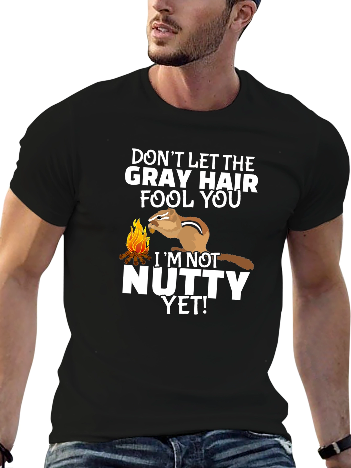 Gray Hair Nutty Chipmunk Graphic Tee