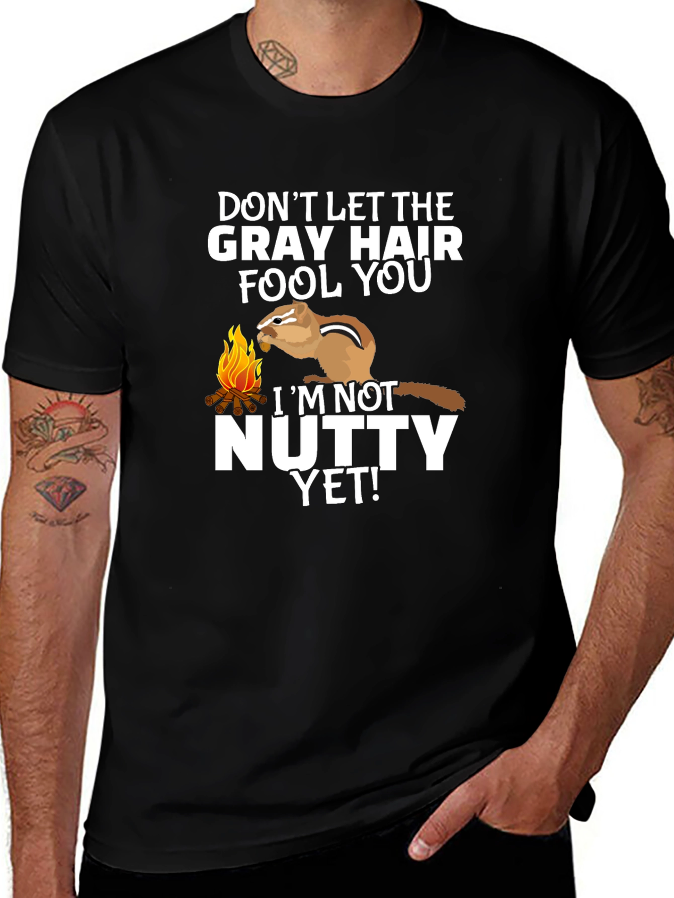 Gray Hair Nutty Chipmunk Graphic Tee