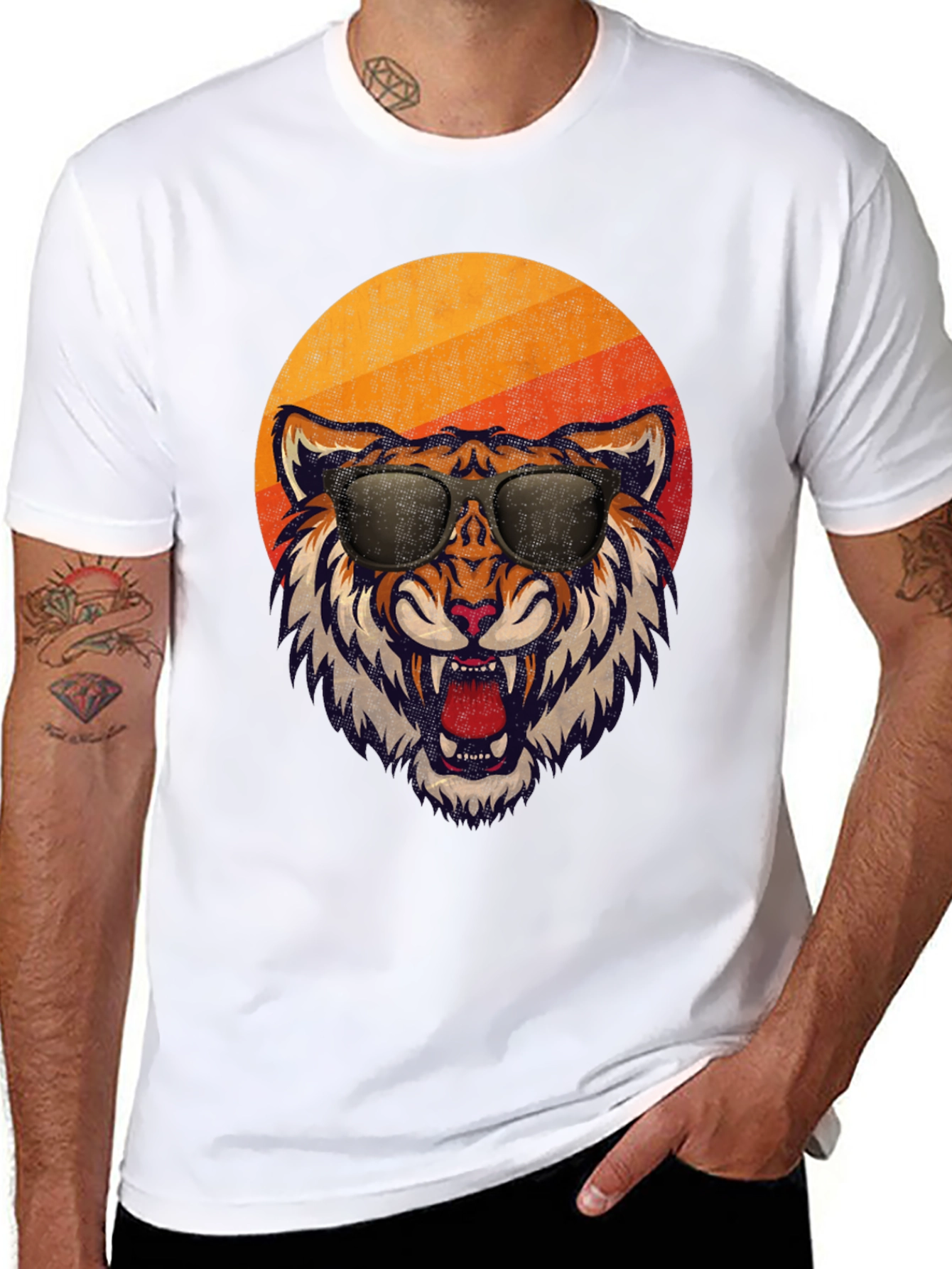 Cool Tiger Retro Style Graphic Tee