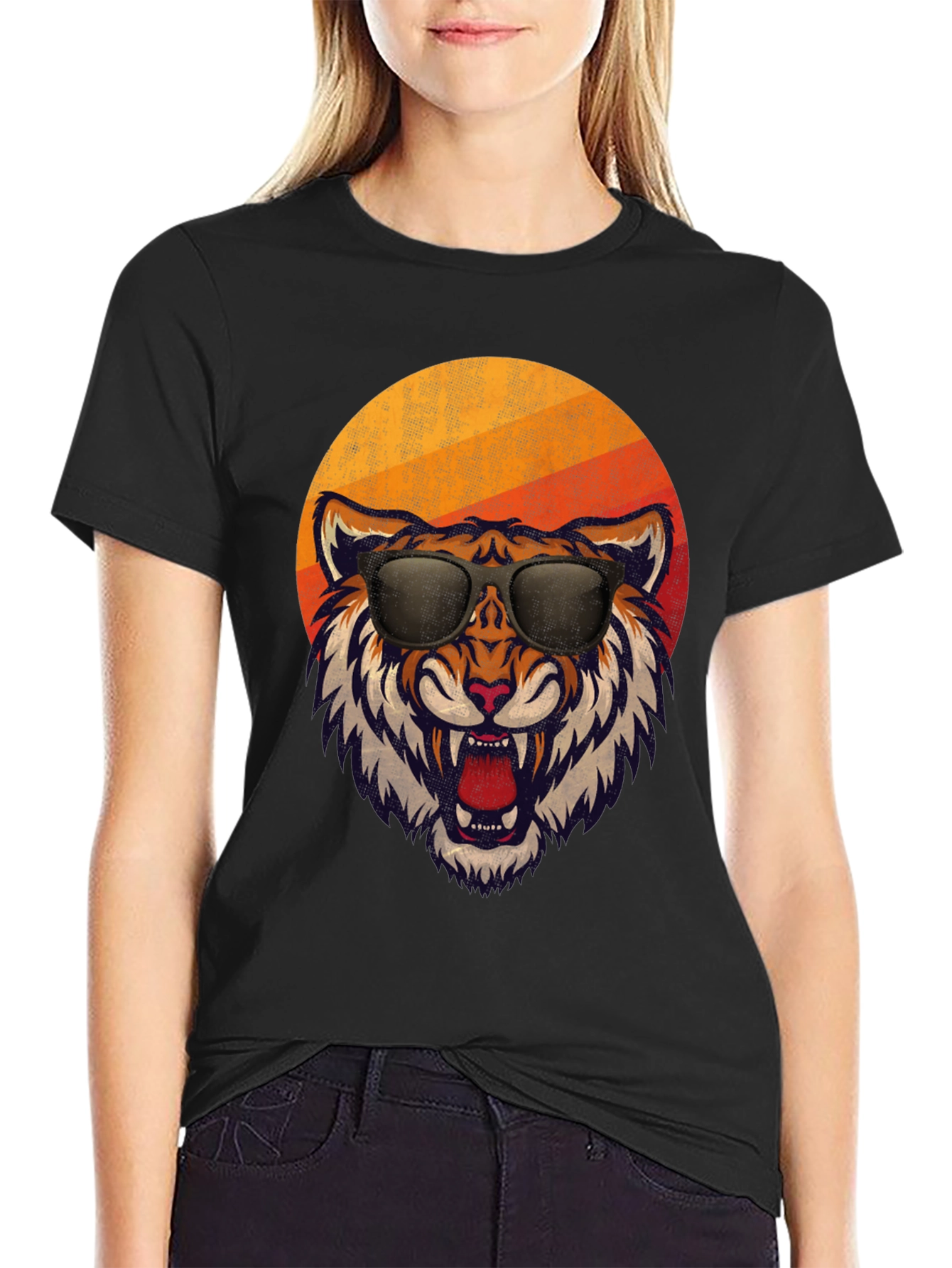 Cool Tiger Retro Style Graphic Tee