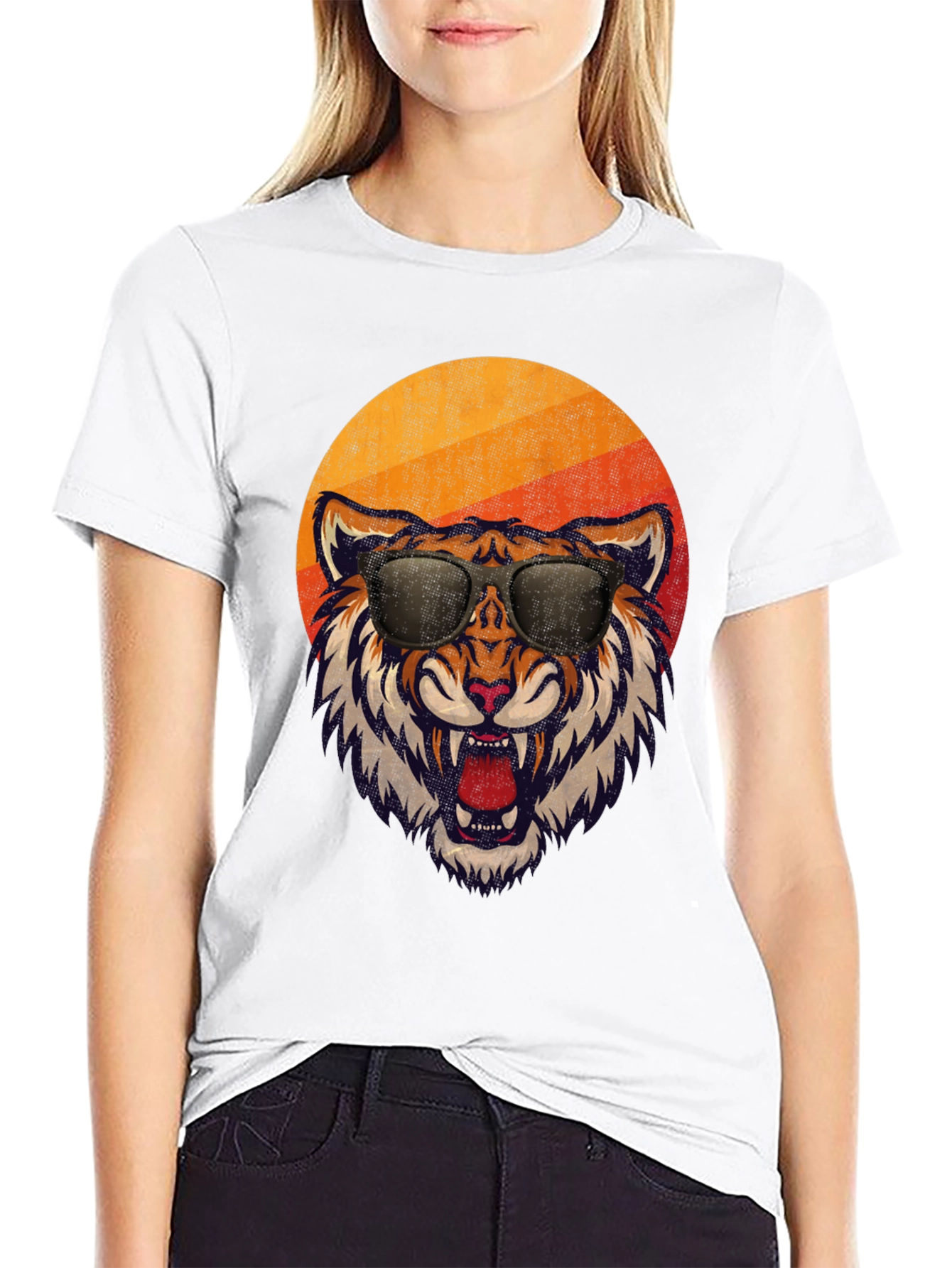 Cool Tiger Retro Style Graphic Tee