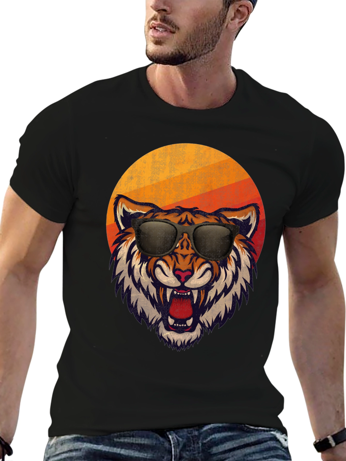 Cool Tiger Retro Style Graphic Tee