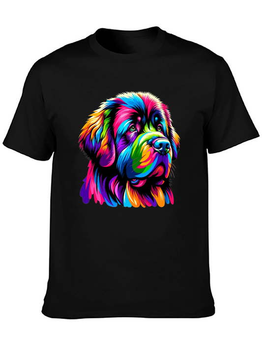 Colorful Dog Graphic Tee - Unisex Black T-Shirt