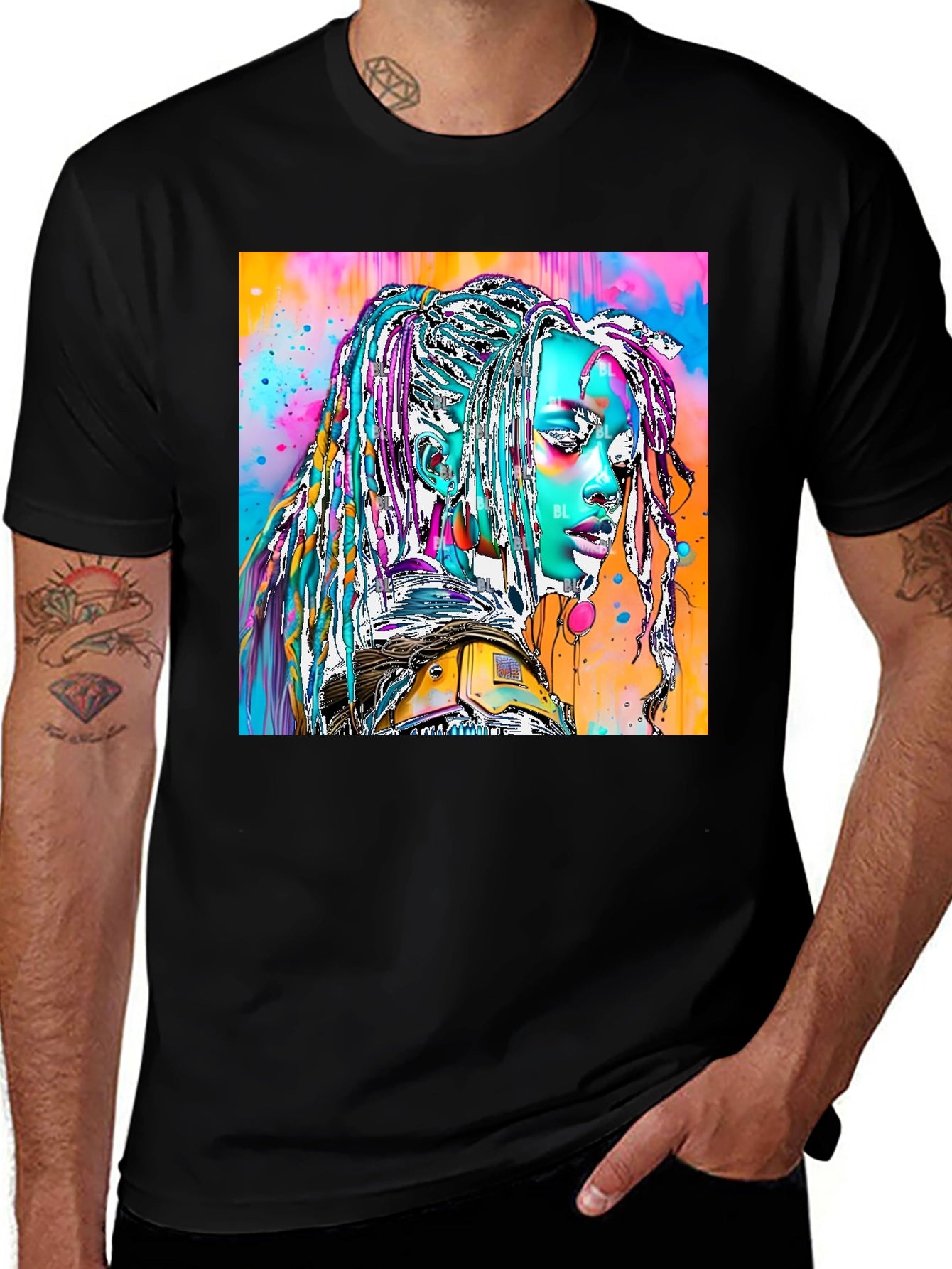 Vibrant Futuristic Graphic Print Tee