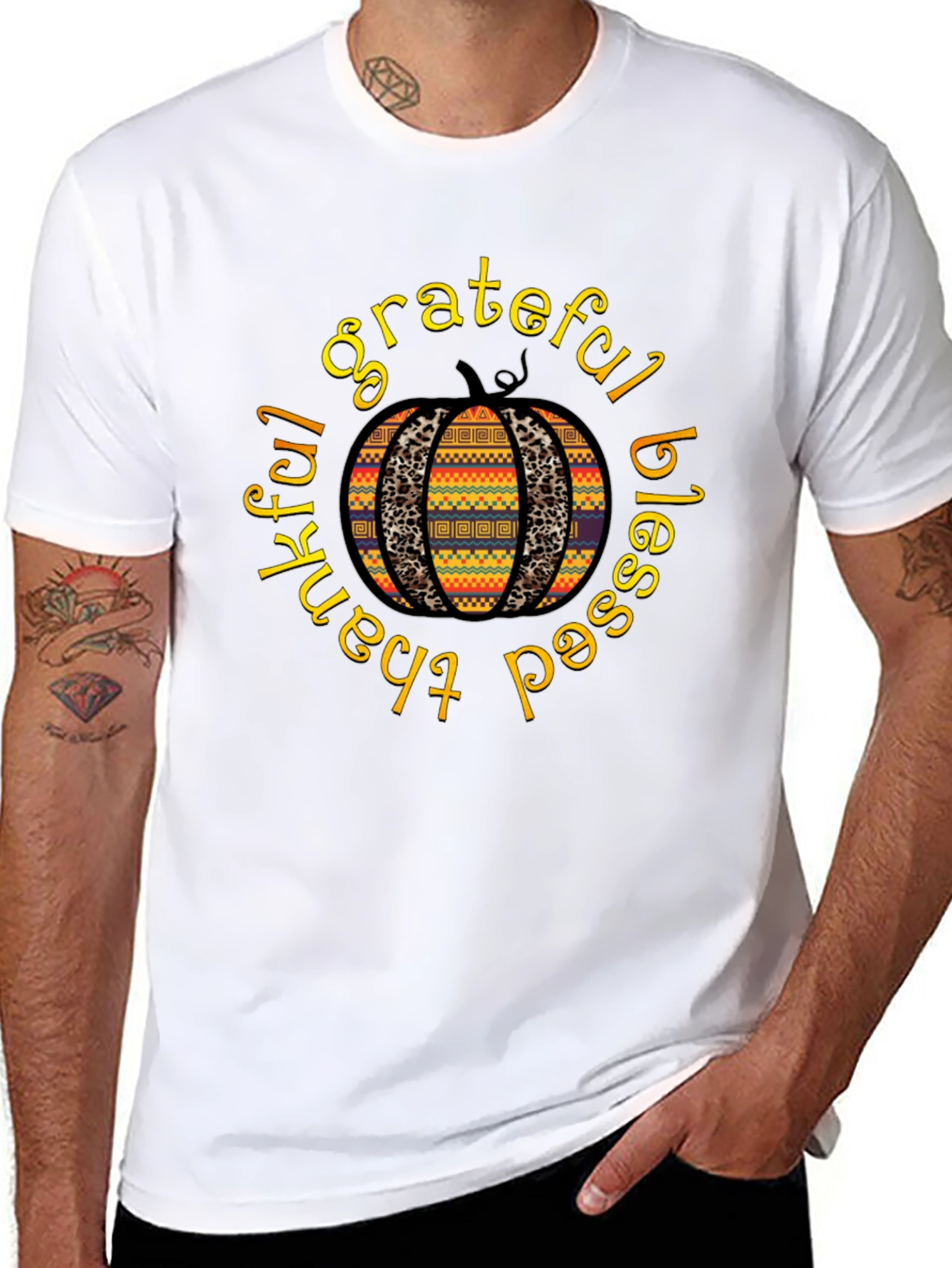 Grateful Blessed Thankful Pumpkin T-Shirt