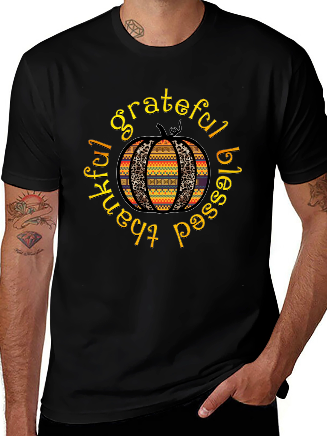 Grateful Blessed Thankful Pumpkin T-Shirt