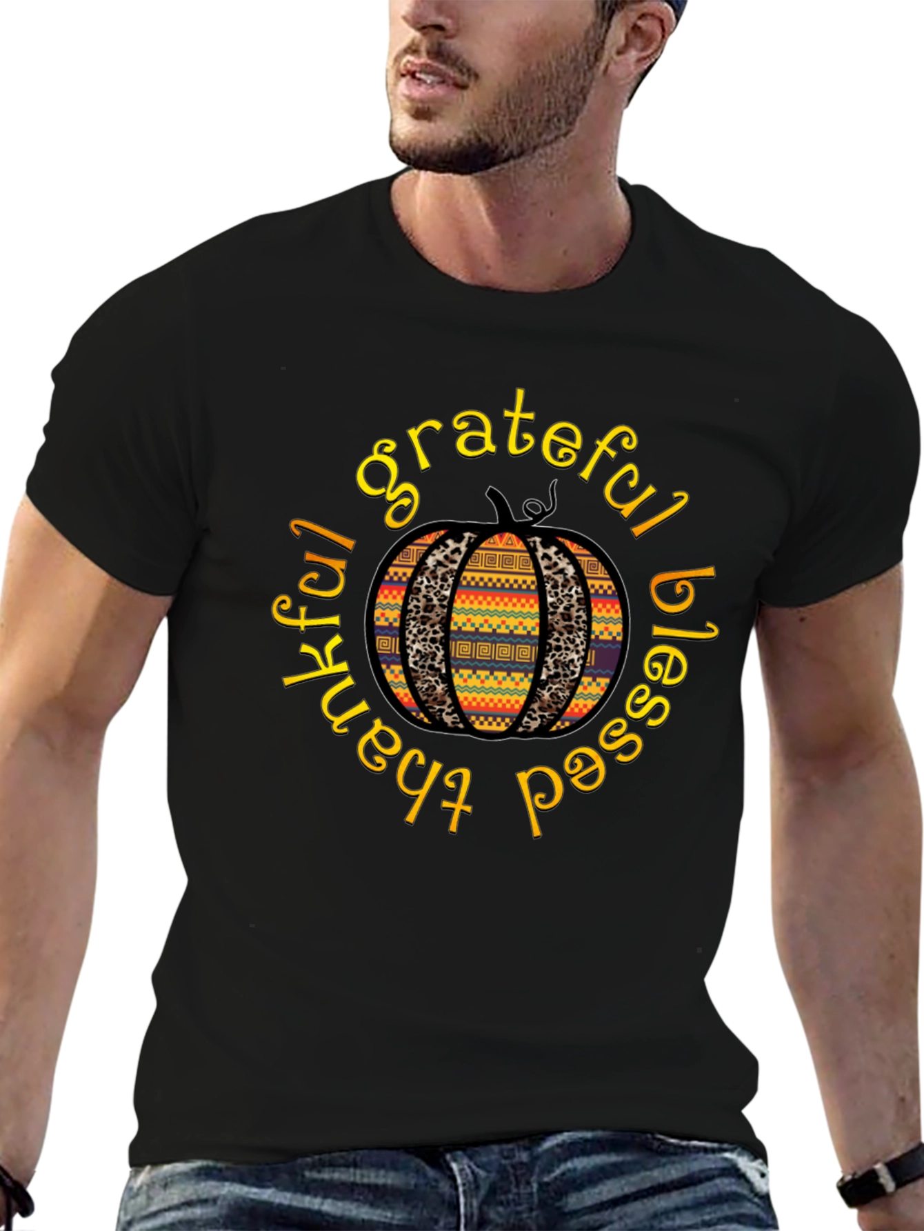 Grateful Blessed Thankful Pumpkin T-Shirt