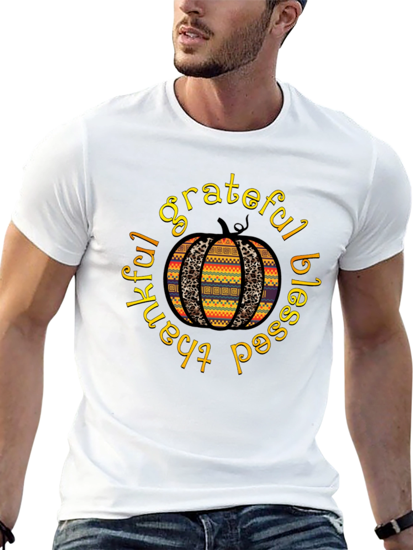 Grateful Blessed Thankful Pumpkin T-Shirt