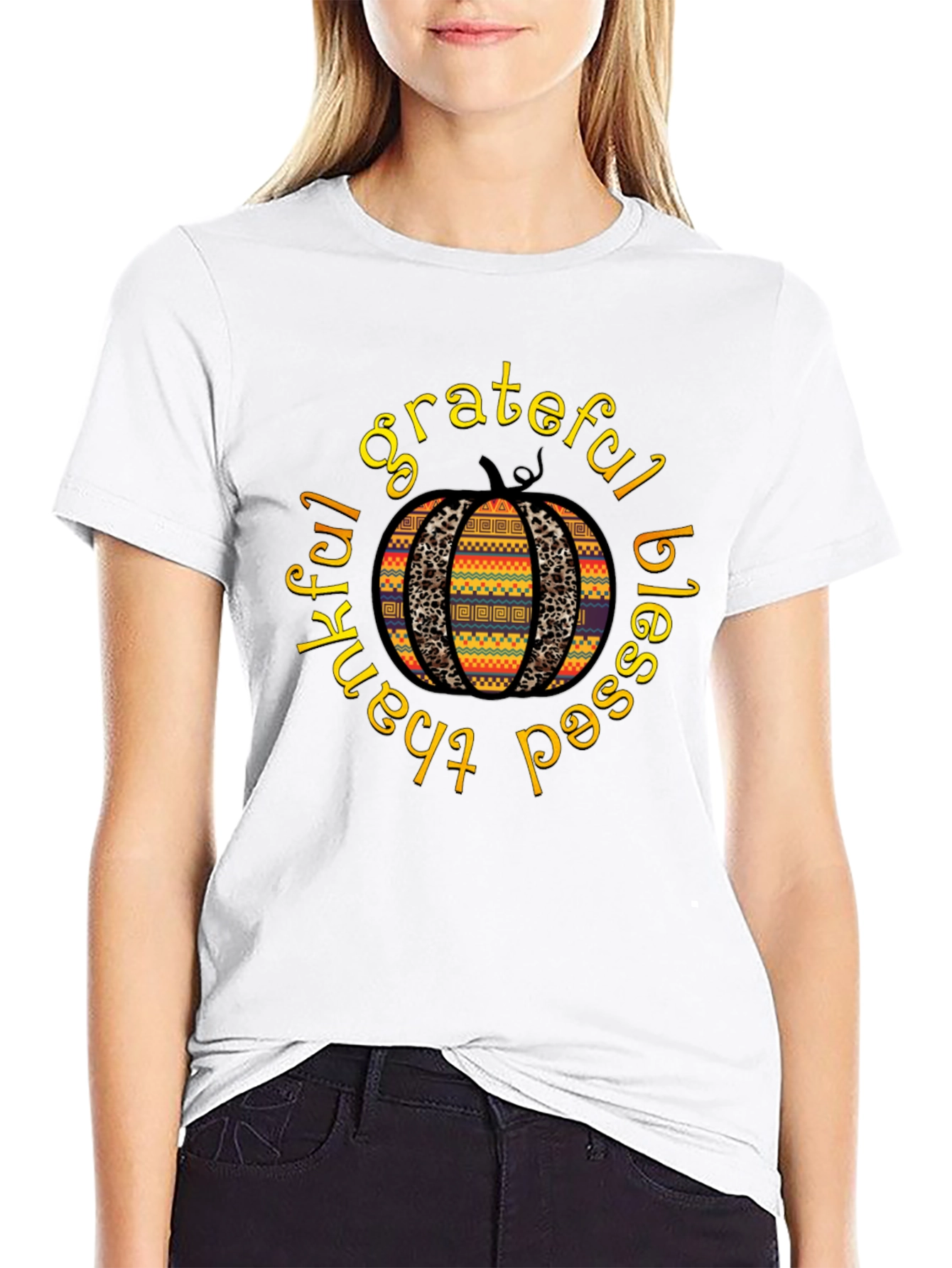 Grateful Blessed Thankful Pumpkin T-Shirt