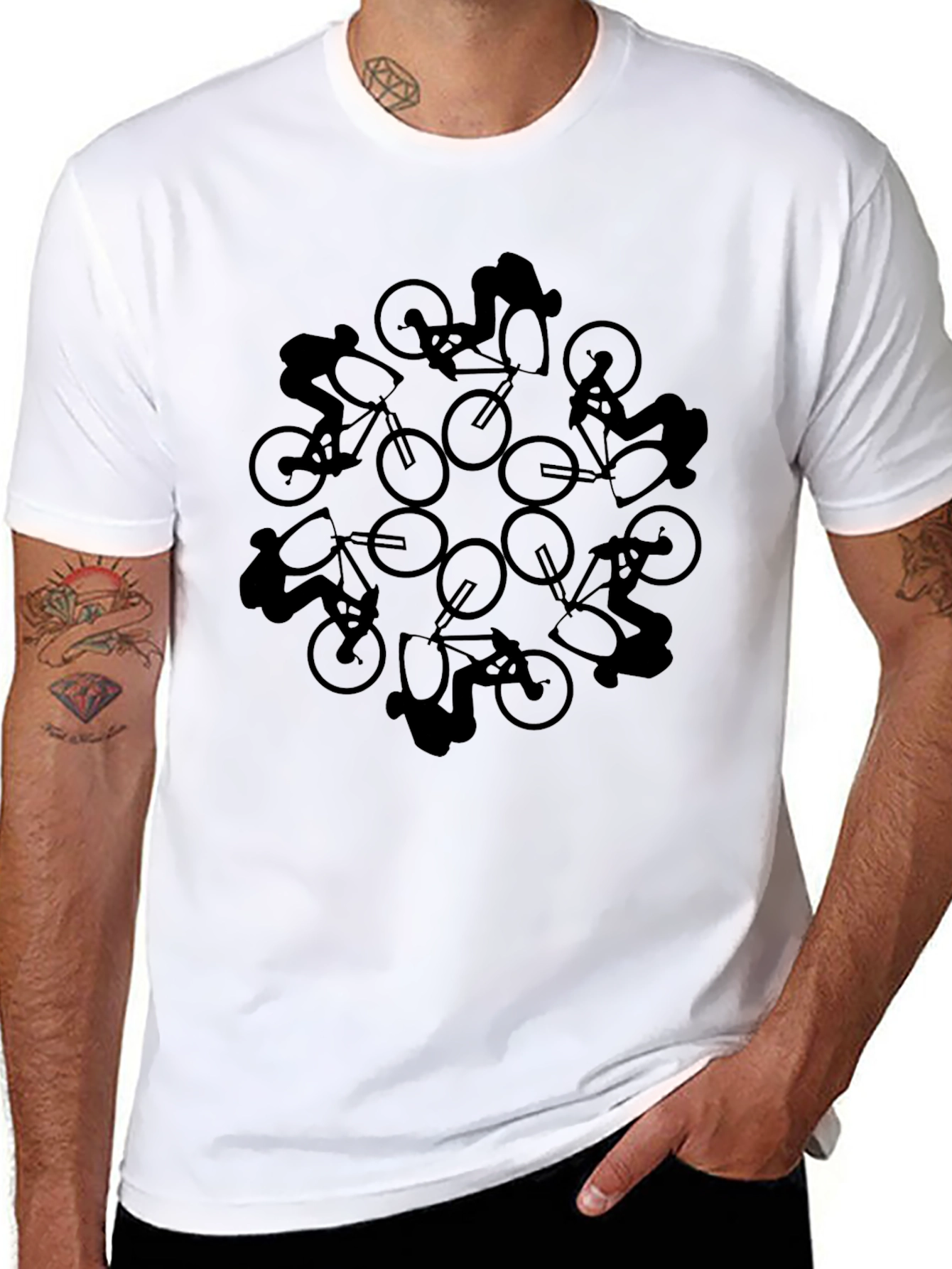 Cyclist Mandala Graphic Tee - Black T-Shirt