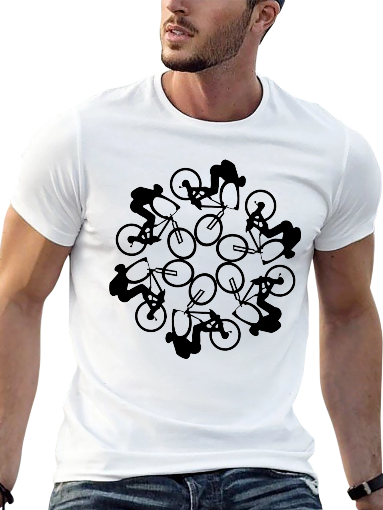 Cyclist Mandala Graphic Tee - Black T-Shirt