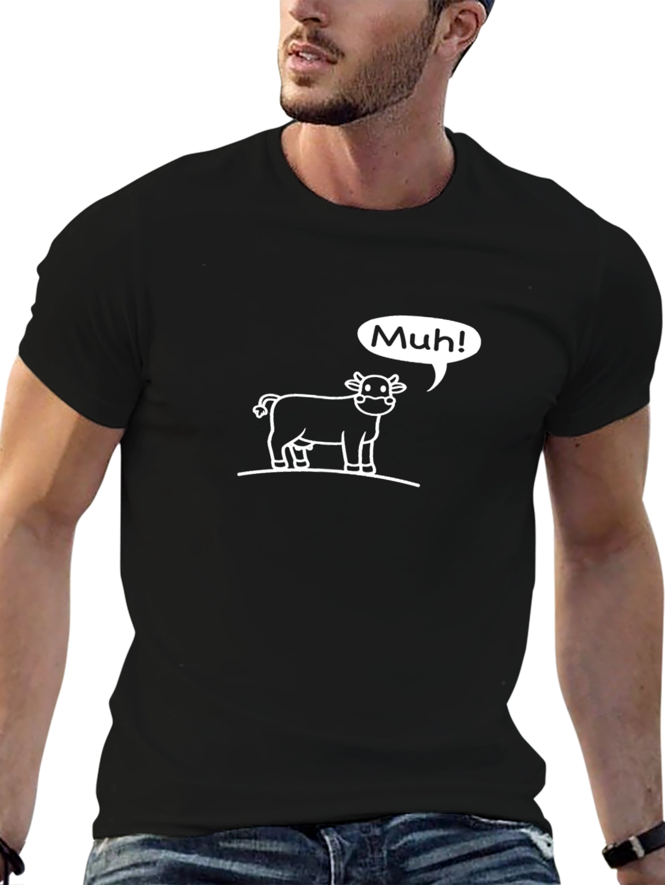Muh! Cow Graphic Tee - Black Cotton T-Shirt