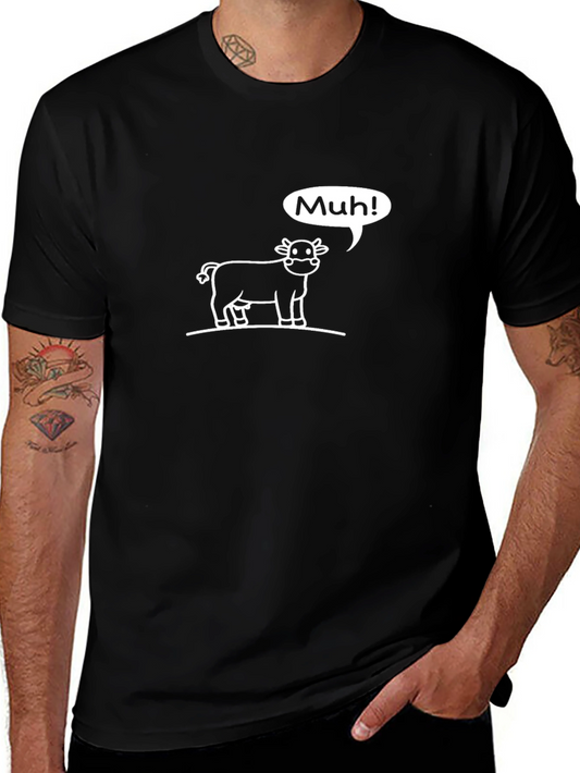Muh! Cow Graphic Tee - Black Cotton T-Shirt