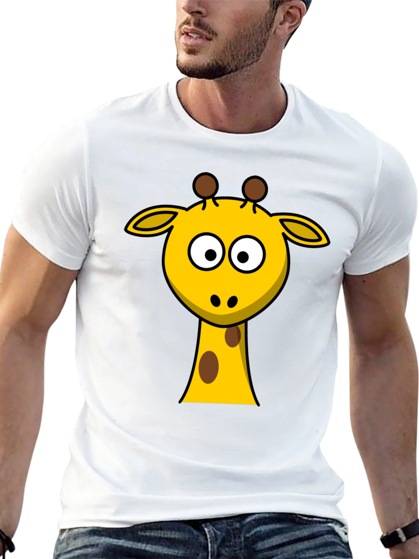 Cute Giraffe Graphic Black T-Shirt